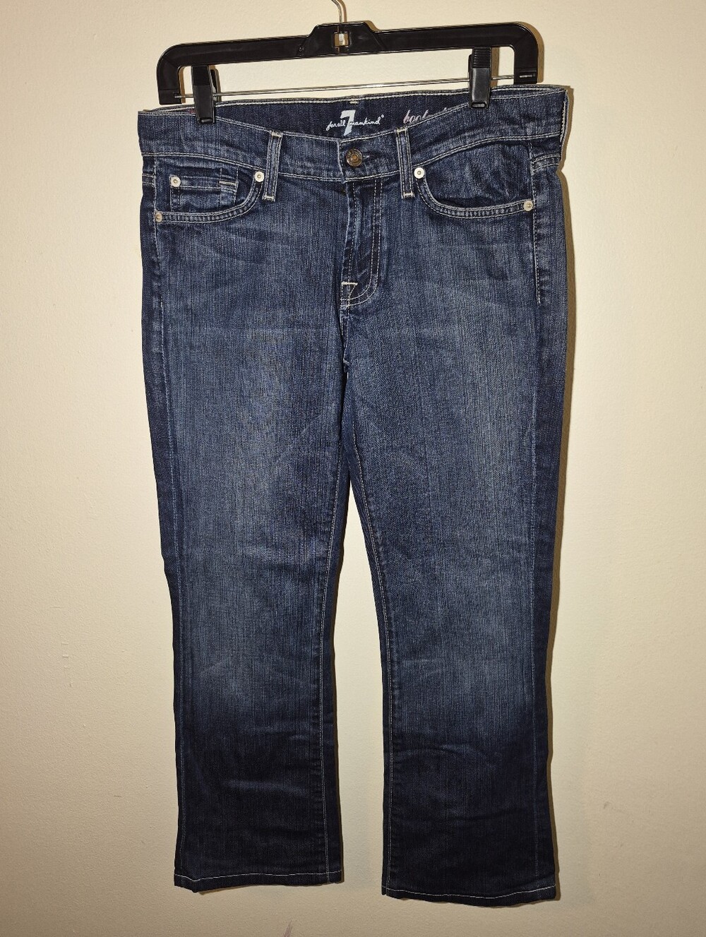 29) 7 For All Mankind Signature Dark Wash Bootcut Embroidered Back Pocket Jeans